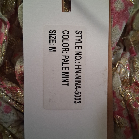 HEMANT & NANDITA Cream Floral Maxi Dress with Pink and Green Detail - Picture 8 of 8